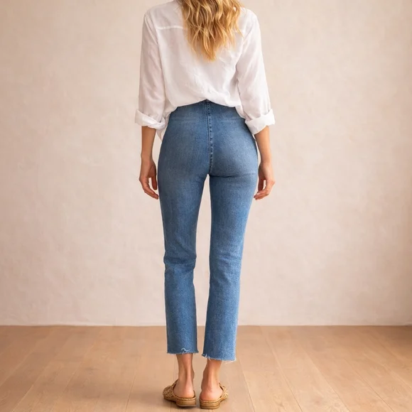 Frank & Eileen Derry Illusion Pull-On Jeans Size 28 Slim Straight Cropped J1823 - Picture 3 of 12